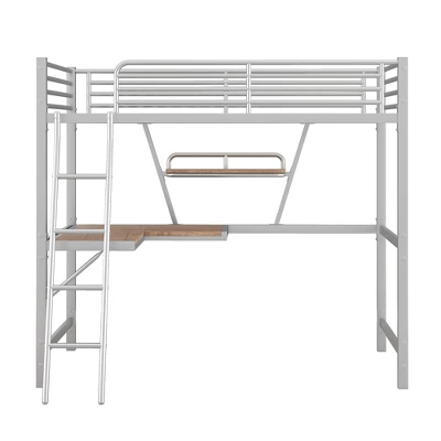 Twin Size Loft Metal Bed With Desk And Shelves - ModernLuxe 5 Twin Size Loft Metal Bed With Desk And Shelves - ModernLuxe - Image 5