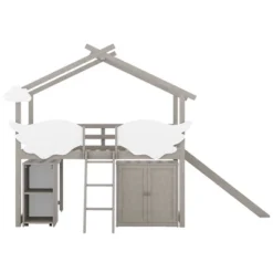 Twin Size House Shape Loft Bed With Wardrobe, Slide And Pullout Desk - ModernLuxe -Kids’ Furniture Store GUEST 2dddc608 c917 4843 809b 859ab065e2a4
