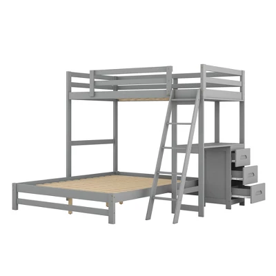 Twin Over Full Bunk Bed With Built-in Desk, Ladder And Three Drawers-ModernLuxe 3 Twin Over Full Bunk Bed With Built-in Desk, Ladder And Three Drawers-ModernLuxe - Image 3
