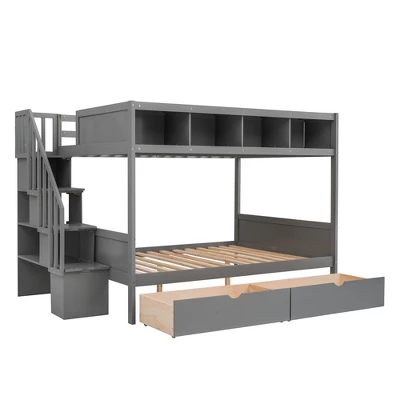 Twin Over Full Bunk Bed With Shelves, Storage Staircase And 2 Drawers - ModernLuxe 6 Twin Over Full Bunk Bed With Shelves, Storage Staircase And 2 Drawers - ModernLuxe - Image 6