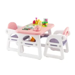 Costway 3-Piece Kids Table And Chair Set Toddler Activity Study Desk With Building Blocks -Kids’ Furniture Store GUEST 2fd30e52 f225 41d0 96a7 31ee2e7b9289