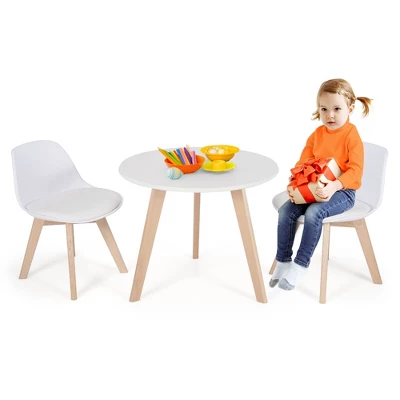 Costway Kids Table & 2 Chairs Set Modern Activity Play Table W/Beech Leg Cushion 4 Costway Kids Table & 2 Chairs Set Modern Activity Play Table W/Beech Leg Cushion - Image 4