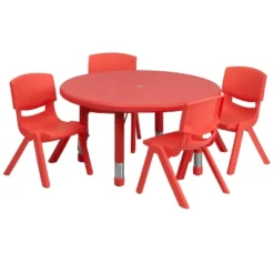 Flash Furniture 33" Round Plastic Height Adjustable Activity Table Set With 4 Chairs -Kids’ Furniture Store GUEST 3375d801 80e4 4a3c ba6d 0041d96b7cbc