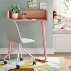 Rattan And Wood Kids' Desk Pink - Pillowfort™