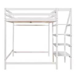 Full Size Loft Bed With Staircase And Safety Guardrails Gray/White-ModernLuxe -Kids’ Furniture Store GUEST 344bf545 5ae4 4b56 a574 a1245c076ca1