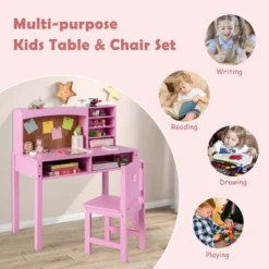 Costway Kids Desk And Chair Set Study Writing Workstation With Hutch & Bulletin Board -Kids’ Furniture Store GUEST 358527a9 14f6 4f84 834d 07f9f78d0ae4