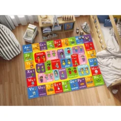 KC CUBS Boy & Girl Kids ABC Alphabet ASL Sign Language Educational Learning & Fun Game Play Area Nursery Bedroom Classroom Rug Carpet