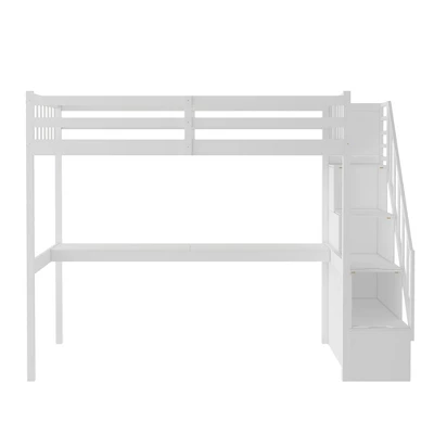 Twin Size Loft Bed With Staircase And Built-in Desk - ModernLuxe 4 Twin Size Loft Bed With Staircase And Built-in Desk - ModernLuxe - Image 4
