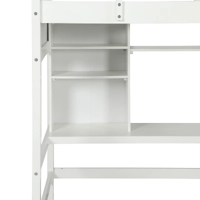 Twin Size Loft Bed With Storage Shelves, Desk And Ladder - ModernLuxe 6 Twin Size Loft Bed With Storage Shelves, Desk And Ladder - ModernLuxe - Image 6