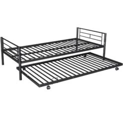Twin Over Twin Metal Bunk Bed With Trundle Bed And Ladders-ModernLuxe 23 Twin Over Twin Metal Bunk Bed With Trundle Bed And Ladders-ModernLuxe -Kids’ Furniture Store GUEST 3c43136b 8726 4c95 9248 e89be44b653c