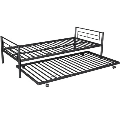 Twin Over Twin Metal Bunk Bed With Trundle Bed And Ladders-ModernLuxe 10 Twin Over Twin Metal Bunk Bed With Trundle Bed And Ladders-ModernLuxe - Image 10