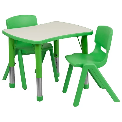 Emma And Oliver 21.875"W X 26.625"L Rectangular Plastic Height Adjustable Activity Table Set With 2 Chairs 12 Emma And Oliver 21.875"W X 26.625"L Rectangular Plastic Height Adjustable Activity Table Set With 2 Chairs - Image 12