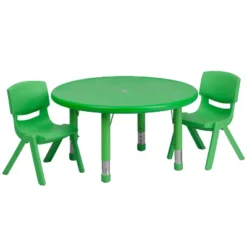 Emma And Oliver 33" Round Plastic Height Adjustable Activity Table Set With 2 Chairs -Kids’ Furniture Store GUEST 3fc3900a c6da 4aba 8d2b 0b5f6306e3a4