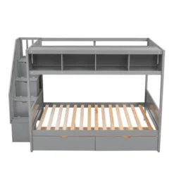 Twin Over Full Bunk Bed With Shelves, Storage Staircase And 2 Drawers - ModernLuxe 14 Twin Over Full Bunk Bed With Shelves, Storage Staircase And 2 Drawers - ModernLuxe -Kids’ Furniture Store GUEST 40172507 d474 479c a68b 5c0cc0a22633