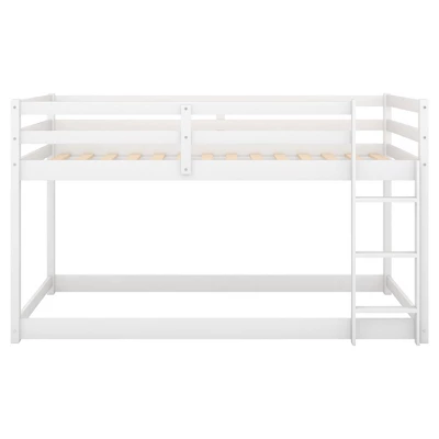 Twin Over Twin Floor Bunk Bed With Ladder - ModernLuxe 6 Twin Over Twin Floor Bunk Bed With Ladder - ModernLuxe - Image 6