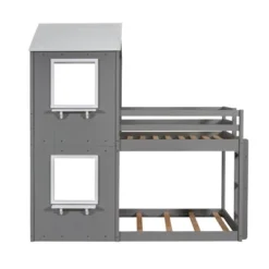 Twin Over Twin Wood Bunk Bed With Roof, Window, Guardrail, And Ladder-ModernLuxe -Kids’ Furniture Store GUEST 41a0aaad 8059 4064 b76e 36ee44ae0930