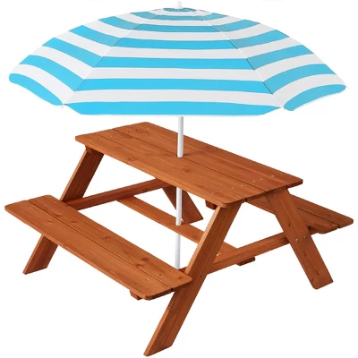 Best Choice Products Kids Wooden Picnic Table, Outdoor Activity Table W/ Adjustable Umbrella, Built-In Seats 7 Best Choice Products Kids Wooden Picnic Table, Outdoor Activity Table W/ Adjustable Umbrella, Built-In Seats - Image 7