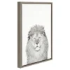 24" X 18" Lion Framed Canvas Art - Uniek