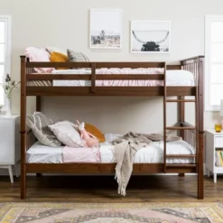 Twin Over Twin Transitional Cottage Solid Pine Bunk Bed Walnut - Saracina Home -Kids’ Furniture Store GUEST 42926e28 3ddc 4c25 a548 ce7b84644a93