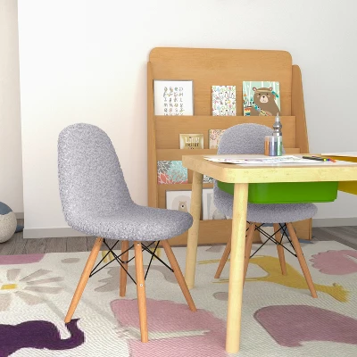 Emma And Oliver Set Of 2 Children's Dorset Faux Shearling Accent Chairs With Beechwood Legs For Bedroom, Play Room And More 1 Emma And Oliver Set Of 2 Children's Dorset Faux Shearling Accent Chairs With Beechwood Legs For Bedroom, Play Room And More