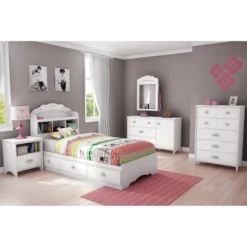 Twin Tiara Mates Bed With 3 Drawers Pure White - South Shore -Kids’ Furniture Store GUEST 46d29b5e 85cf 4ee4 8eb0 976511a97290