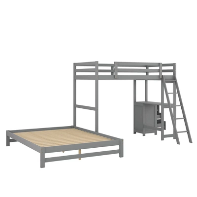 Twin Over Full Bunk Bed With Built-in Desk, Ladder And Three Drawers-ModernLuxe 8 Twin Over Full Bunk Bed With Built-in Desk, Ladder And Three Drawers-ModernLuxe - Image 8