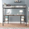 Metal Twin Size Low Loft Bed With Storage Shelf And Table, Black - ModernLuxe