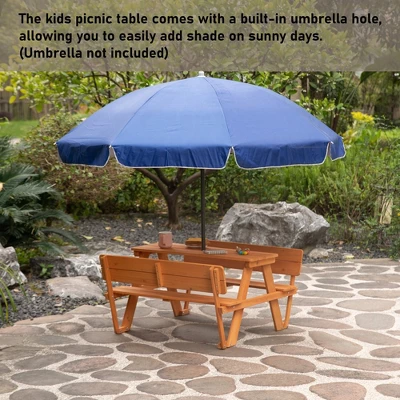 Gardenised Wooden Kids Picnic Table Bench With Backrest, Outdoor Children's Backyard Table, Crafting, Dining, And Playtime Patio Table 7 Gardenised Wooden Kids Picnic Table Bench With Backrest, Outdoor Children's Backyard Table, Crafting, Dining, And Playtime Patio Table - Image 7