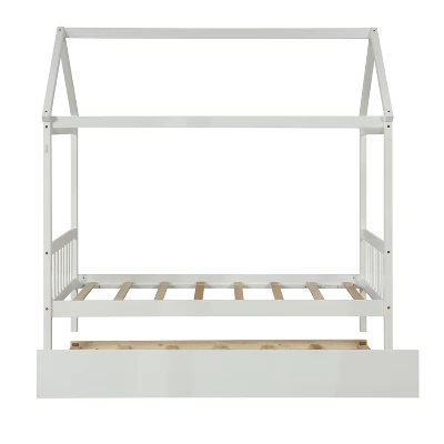 Twin Size House Shaped Platform Bed With Trundle - ModernLuxe 4 Twin Size House Shaped Platform Bed With Trundle - ModernLuxe - Image 4