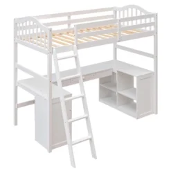 Twin Size Wooden Loft Bed With Drawers, Cabinet, Shelves And Desk-ModernLuxe -Kids’ Furniture Store GUEST 4a1b924c 6ea0 4348 ba28 ad12dbb0c832