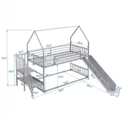 Twin Over Twin Metal Bunk Bed House Bed With Slide And Staircase-ModernLuxe 12 Twin Over Twin Metal Bunk Bed House Bed With Slide And Staircase-ModernLuxe -Kids’ Furniture Store GUEST 4ab0ba1a bc59 4422 802e 263d52ad637a