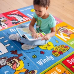 KC CUBS | Looney Tunes Boy & Girl Kids ABC Alphabet, Seasons, Months & Days Educational Learning & Play Nursery Classroom Rug Carpet -Kids’ Furniture Store GUEST 4bd0c69c edb0 42d7 a06a cea93edfd851