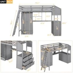 Twin Size Loft Bed With Wardrobe, Drawers And Desk With Shelves - ModernLuxe -Kids’ Furniture Store GUEST 4cf5baa2 1bcc 4e57 8206 c849b57b98e0