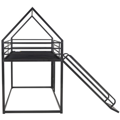 Twin Over Twin House Bunk Bed With Ladder And Slide - ModernLuxe 7 Twin Over Twin House Bunk Bed With Ladder And Slide - ModernLuxe - Image 7