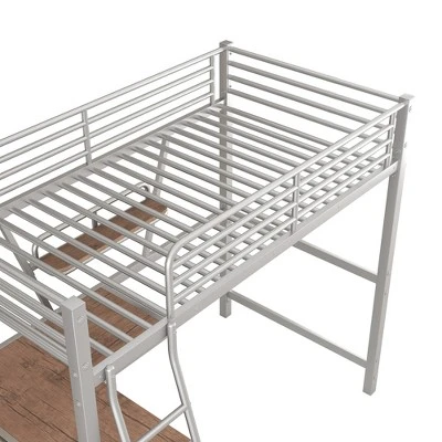 Twin Size Loft Metal Bed With Desk And Shelves - ModernLuxe 6 Twin Size Loft Metal Bed With Desk And Shelves - ModernLuxe - Image 6