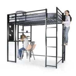 Twin Adele Loft Bed With Desk Silver - Room & Joy -Kids’ Furniture Store GUEST 4f99ef3a f92a 48df 961d b9cef75424db