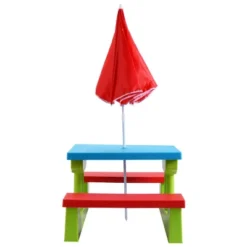 Costway 4 Seat Kids Picnic Table W/Umbrella Garden Yard Folding Children Bench Outdoor -Kids’ Furniture Store GUEST 510514d6 0701 4a54 86fb e7346a7f4b02