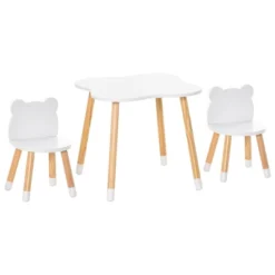 Qaba Kids Table And Chair Set For Arts, Meals, Lightweight Wooden Homework Activity Center, Toddlers Age 3+, White -Kids’ Furniture Store GUEST 511c4eb4 1a65 45cc 96ff 960e096ad1f7