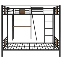 L-Shaped Twin Over Twin Bunk Bed With Twin Size Loft Bed With Desk And Shelf , Brown - ModernLuxe 16 L-Shaped Twin Over Twin Bunk Bed With Twin Size Loft Bed With Desk And Shelf , Brown - ModernLuxe -Kids’ Furniture Store GUEST 5206bdc4 d69e 4e7e b3bc b418c7cc460d