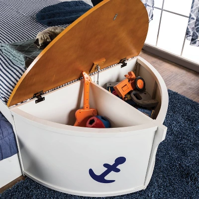 Twin Collindale Boat Design Kids' Bed With Trundle White/Oak - MiBasics 4 Twin Collindale Boat Design Kids' Bed With Trundle White/Oak - MiBasics - Image 4