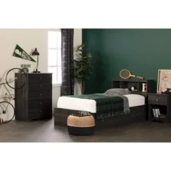 Twin Zach Bookcase Headboard Gray Oak - South Shore -Kids’ Furniture Store GUEST 527ffce7 6894 4d69 a5ed 67f2572b776c