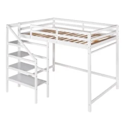 Full Size Loft Bed With Staircase And Safety Guardrails Gray/White-ModernLuxe -Kids’ Furniture Store GUEST 53ddd87d 5948 47a1 aab9 b35e8fe0f94f