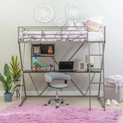 Zachary Loft Bed Pewter - Powell -Kids’ Furniture Store GUEST 541887bf fafe 4026 b964 894336e4579c