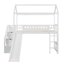 Twin Size House Shape Loft Bed With Two Drawers And Slide - ModernLuxe -Kids’ Furniture Store GUEST 549e1925 4300 4772 afd6 22fce3e77a2e