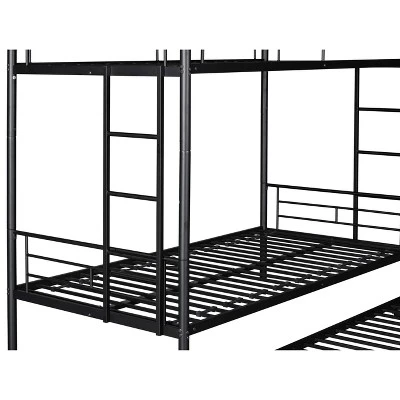Twin Over Twin Metal Bunk Bed With Trundle Bed And Ladders-ModernLuxe 13 Twin Over Twin Metal Bunk Bed With Trundle Bed And Ladders-ModernLuxe - Image 13