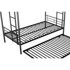 Twin Over Twin Metal Bunk Bed With Trundle Bed And Ladders-ModernLuxe 25 Twin Over Twin Metal Bunk Bed With Trundle Bed And Ladders-ModernLuxe -Kids’ Furniture Store GUEST 55516886 10b2 479e 927c 972447de1a55