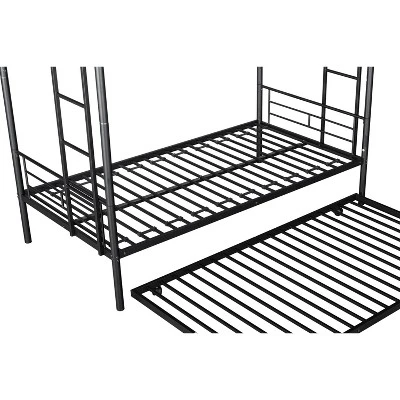 Twin Over Twin Metal Bunk Bed With Trundle Bed And Ladders-ModernLuxe 12 Twin Over Twin Metal Bunk Bed With Trundle Bed And Ladders-ModernLuxe - Image 12