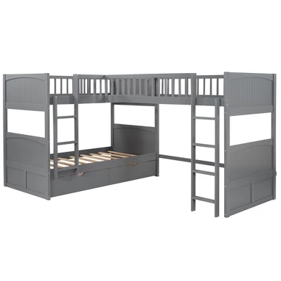 Twin Over Twin Bunk Bed With Twin Size Loft Bed With 2 Drawers - ModernLuxe 4 Twin Over Twin Bunk Bed With Twin Size Loft Bed With 2 Drawers - ModernLuxe - Image 4