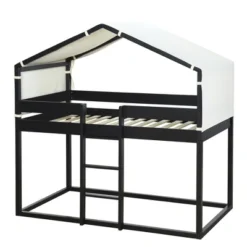 Wood Twin Over Twin Bunk Bed With Tent-ModernLuxe -Kids’ Furniture Store GUEST 5666964a 287b 4bb8 ac89 583360ad1531