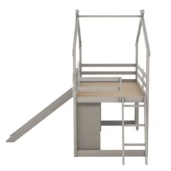 Twin Size House Shape Loft Bed With Wardrobe, Slide And Pullout Desk - ModernLuxe -Kids’ Furniture Store GUEST 5728f5a6 f5ba 4787 9849 6efac328da41